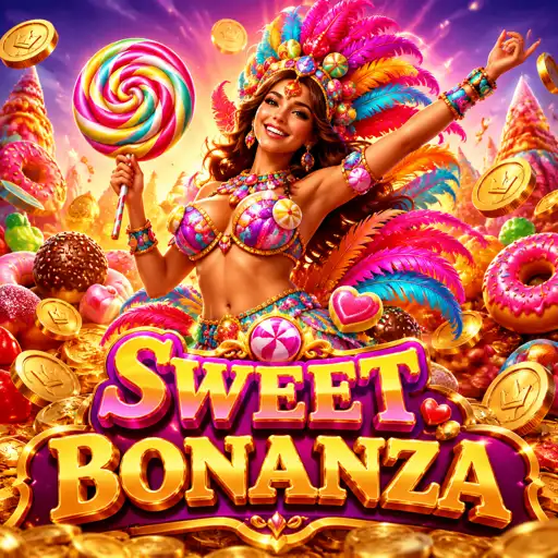 Slot Sweet Bonanza com símbolos de doces e multiplicadores