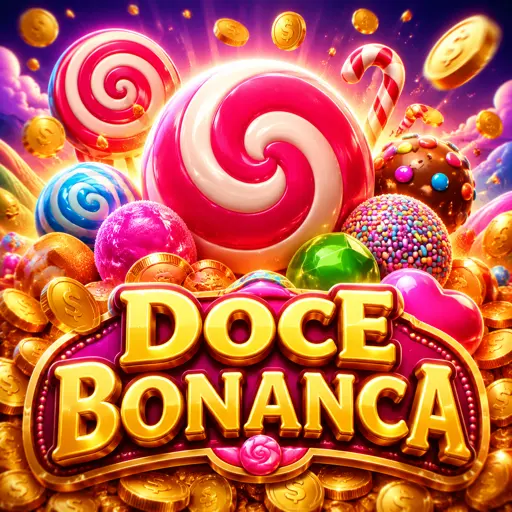 Tela de Sweet Bonanza com cluster de frutas e multiplicador de bomba em ação